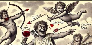 Cupido y Baco, dos sicarios con flechas y copas